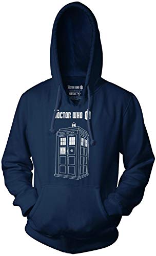 Ripple Junction Doctor Who Adult Unisex Linear Tardis Logo Pull Over Fleece Hoodie XL Navy