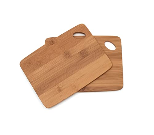Lipper International Bamboo Wood Thin Kitchen Cutting Boards with Oval Hole in Corner, Set of 2 Boards, 6' x 8' x 0.25'