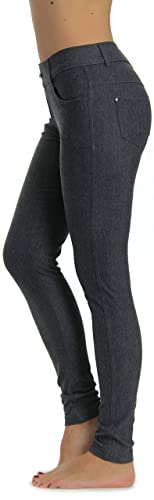 Prolific Health Women's Jean Look Jeggings Tights Yoga Many Colors Spandex Leggings Pants S-XXL (Large, Grey)