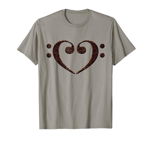 Double Bass Clef Heart Musical Notes Music Lover Bassist T-Shirt