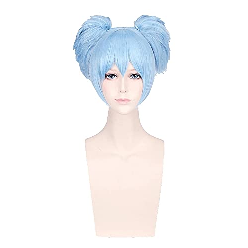SYIBOO Anime Assassination Classroom Shiota Nagisa Cosplay Short Blue Wig Heat-resistant Fiber Hair + Wig Cap Party Role Play Props