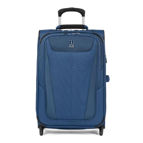Travelpro Maxlite 5 Softside Expandable Upright 2 Wheel Carry on Luggage, Lightweight Suitcase, Men and Women, Sapphire Blue, Carry On 22-Inch