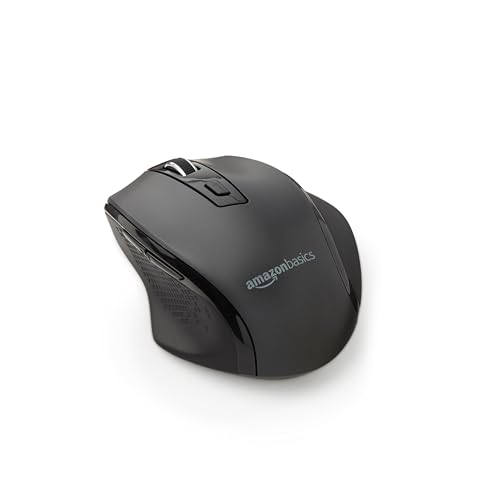 Amazon Basics Ergonomic 2.4 Ghz Wireless Optical PC Mouse, DPI adjustable, Black