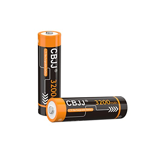 CWUU 18650 Rechargeable Battery, 3200mAh 3.7v Lithium Ion Battery 18650 for Doorbell, Flashlight Toys Ect, Button Top 2 Pack