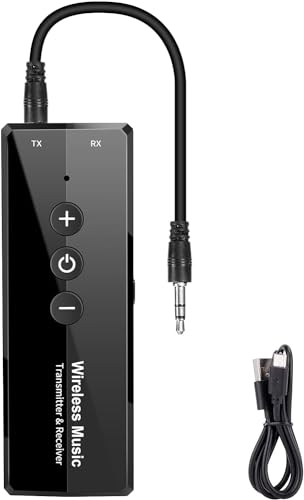 Upgraded Bluetooth 5.3 Transmitter 3-in-1, Portable Wireless Rechargeable Transceiver Adapter for TV PC, Stereo Audio Receiver for Car Speaker System