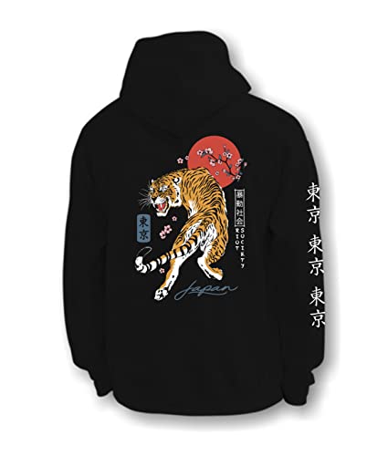 Riot Society Tiger Blossom Mens Hoodie - Black, X-Large