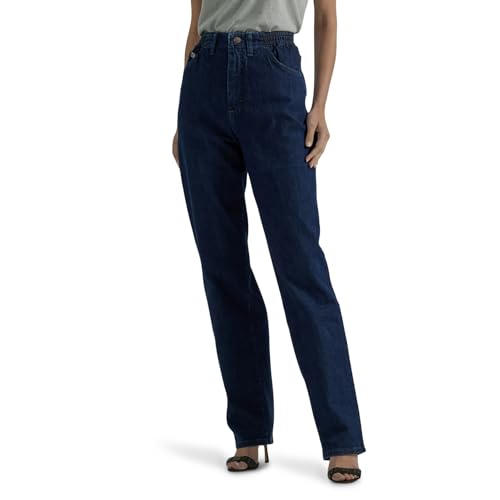 Lee Women's Missy Relaxed-Fit Side Elastic Tapered-Leg Jean, Dark Indigo, 12