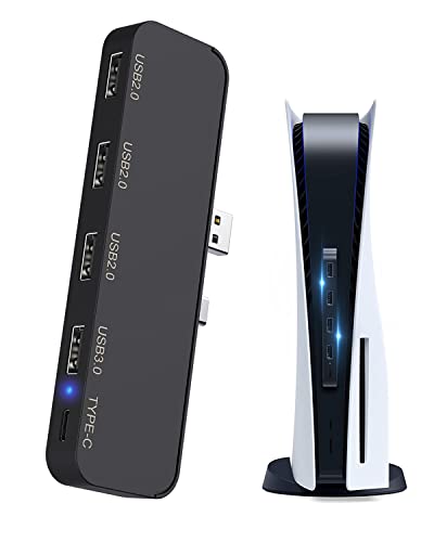 USB Hub for PS5 - Tensun PS5 Accessories 5 Ports USB Extender High-Speed Expansion Adapter Charger 1 USB 3.0 Port+3 USB 2.0 Port+Type-c 3.1 Port for Playstation 5 Accessories PS5 Game Console Headset