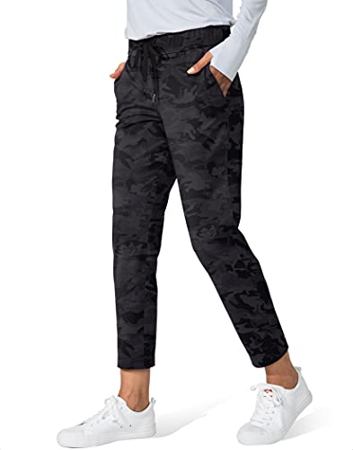 G Gradual Women's Pants with Deep Pockets 7/8 Stretch Sweatpants for Women Athletic, Golf, Lounge, Work (Black Camo, X-Large)