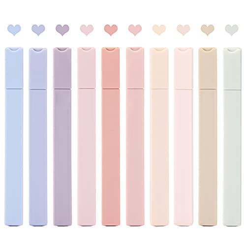 LABUK 10pcs Pastel Highlighters Aesthetic Cute Soft Chisel Tip Marker Pen with Mild Assorted Colors, No Bleed Dry Fast Easy to Hold for Journal Bible Planner Notes School Office Supplies