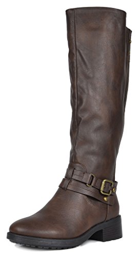 DREAM PAIRS Women's Uncle Brown Knee High Motorcycle Riding Winter Boots Size 10 M US