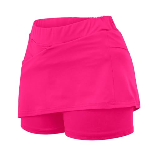 NREALY Athletic Skirt with Shorts Women Skirts for Women Trendy Summer Stretch Yoga Culottes today deals prime (Hot Pink,Medium)