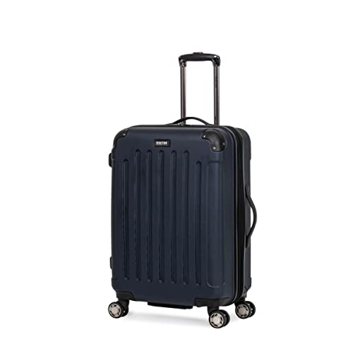 Kenneth Cole REACTION Renegade Luggage Expandable 8-Wheel Spinner Lightweight Hardside Suitcase, Navy Blue, 24-Inch Checked