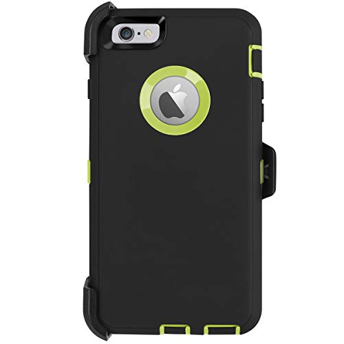 AICase iPhone 6 Plus Case,iPhone 6S Plus Case,[Heavy Duty] [Full Body] Built-in Screen Protector Tough 4 in 1 Rugged Shockproof Cover for Apple iPhone 6 Plus / 6S Plus (Black/Green with Belt Clip)