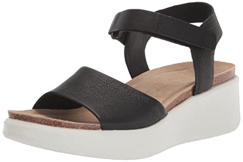 ECCO Women's Flowt Wedge Cork Sandal, Black, 7-7. 5