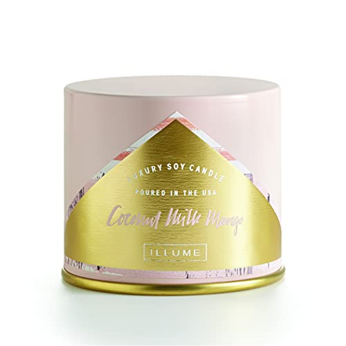 ILLUME Coconut Milk Mango Soy Candle, Vanity Tin, Pink, 11.8 oz.