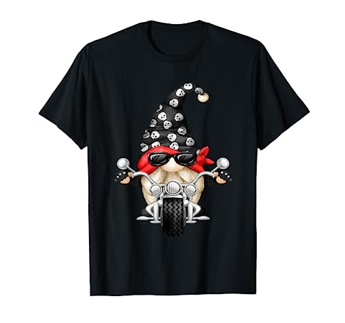 Skull Biker For Xmas Matching Couple With Funny Garden Gnome T-Shirt