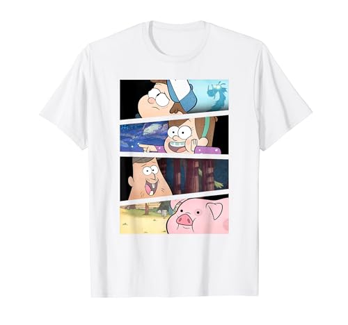 Disney Gravity Falls Group Shot Split Panels Scene Logo T-Shirt