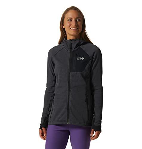 Mountain Hardwear Women's Polartec Power Grid Full Zip Hoody, Blue Slate Heather, M