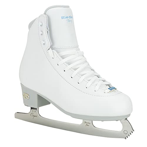 Riedell Skate - Topaz Ice Skate - Competitive Figure Ice Skates with Stainless Steel Eclipse Capri Blade | White | Size 5