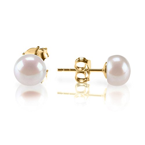 PAVOI Sterling Silver Freshwater Cultured Stud Pearl Earrings - 7.5mm AAA Quality