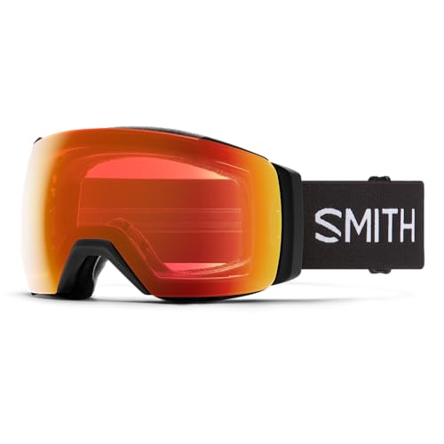 SMITH I/O MAG XL Goggles with ChromaPop Lens – Performance Snowsports Goggles with Easy Lens Change Technology for Skiing & Snowboarding – for Men & Women – Black + Everyday Red Mirror Lens