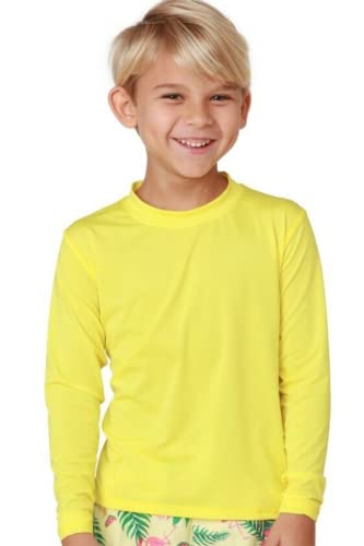 INGEAR Boys Shirts - Long Sleeve UV Sun Protection Swim Shirt, Outdoor Rash Guard and Rashguard for Boys (Yellow, Medium)