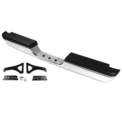 RoyalParts Dodge Ram Rear Bumper Assembly Fit for 1994 1995 1996 1997 1998 1999 2000 2001, Dodge Ram 1500 2500 3500 Standard Pickup Chrome Steel Complete Rear Step Pad Bumper Assembly.