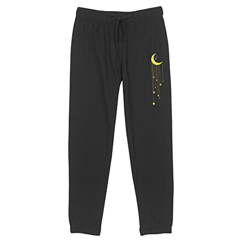Chin Up Women's Moon Stars Lounge Pants, Athletic Heather, Large