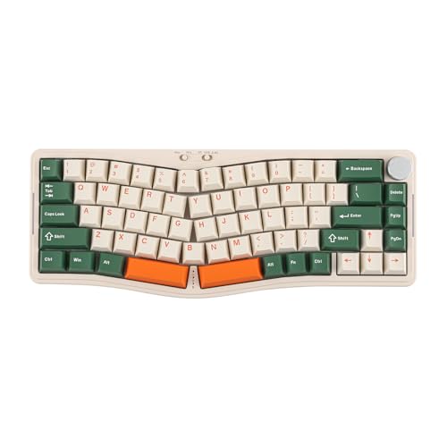 MechLands Ajazz AKS068 Pro 68 Keys Alice-Layout VIA Programmable Gasket Mechanical Keyboard, BT5.1/2.4Ghz/Type-C Triple-Mode, with Metal Knob, 3000mAh Battery, RGB Backlights for Mac/Win (Green)