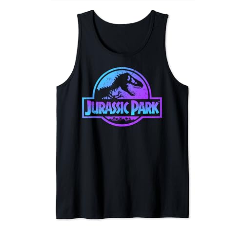 Jurassic Park Blue Purple Gradient Fossil Logo Tank Top