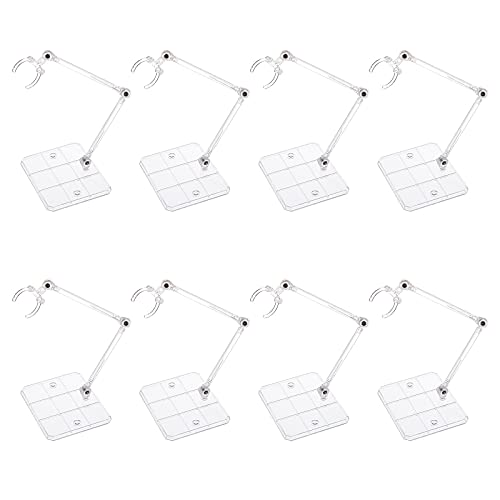 FINGERINSPIRE 8Pcs Action Figure Stand Assembly Action Figure Display Holder Base Doll Model Support Stand for 6 inch Action Figures or Effects Clear 1/144 HG/RG Gundam Figure Model Toy