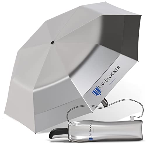 UV-Blocker UV Sun Protection Umbrella 58' Large Folding Umbrella Sun Blocking Windproof Auto Open Vented Double Canopy UPF 55+ Blocks 99% of UVA UVB Rays
