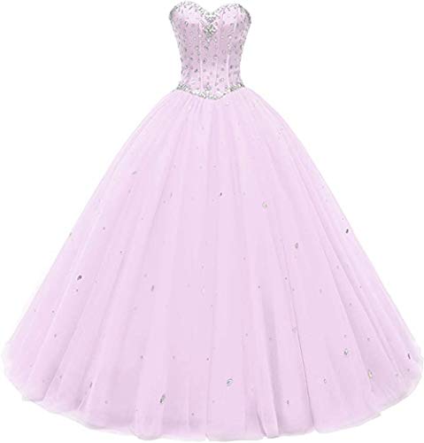 Likedpage Women's Sweetheart Ball Gown Tulle Quinceanera Dresses Prom Dress (US4, Pink) … …
