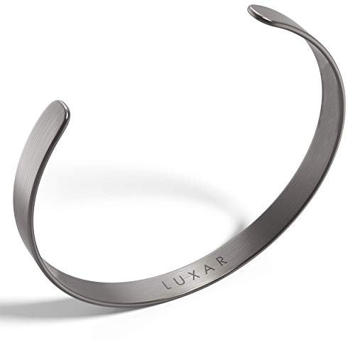LUXAR men's titanium cuff bracelet | Solid titanium minimalist bracelet designed for men | Available in medium and large sizes | Explore the world of Luxar (Brushed Titanium | Large)
