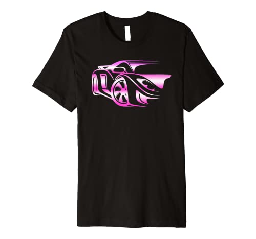 Pink Stylized JDM Drifting Car Design Premium T-Shirt
