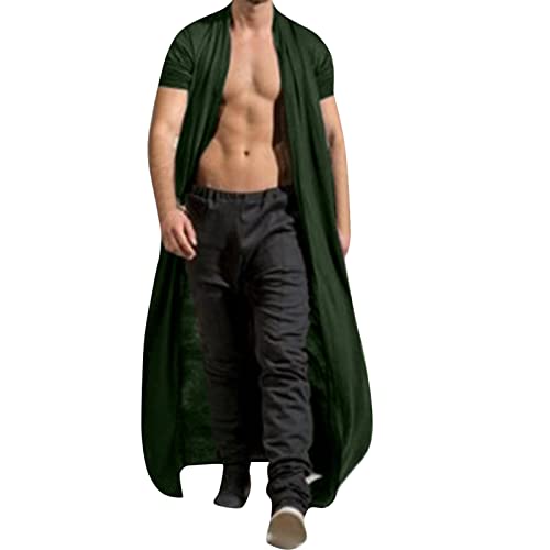 Mens Coats and Jackets Long-Slevee Luxury Full Length Trench Coat Long Wool Overcoat Winter Jackets for Men(Green,XXXL)