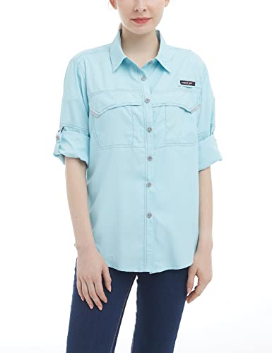 Little Donkey Andy Women's UPF 50+ UV Protection Shirt, Long Sleeve Fishing Shirt, Breathable and Fast Dry Blue XXXL