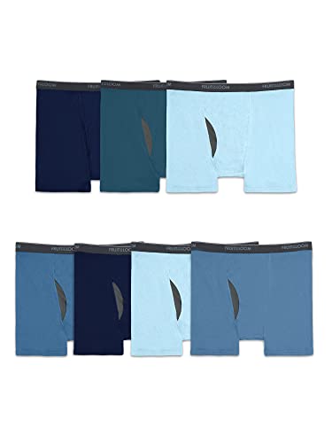 Fruit of the Loom Men's Coolzone Boxer Briefs, Moisture Wicking & Breathable, Color Multipacks, Big Man-7 Pack-Assorted Blue, 3X-Large
