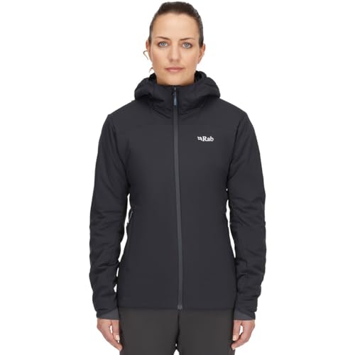 RAB Women's Xenair Alpine Light Hooded Synthetic Insulated Jacket for Hiking & Mountaineering - Ebony - X-Small