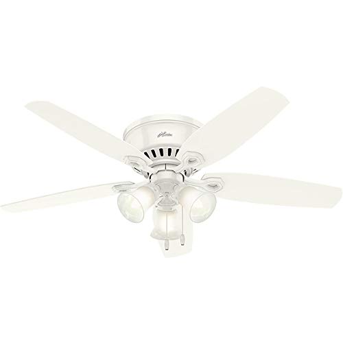 Hunter Fan Company Indoor 53326 52' Builder Low Profile Ceiling Fan with Light, Snow White Finish