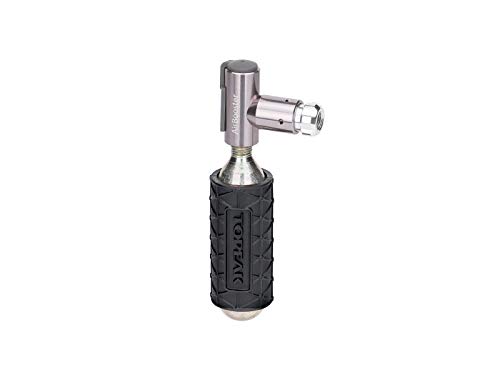 Topeak Air Booster CO2 Bike Tire Inflator Head CO2 Cartridge & Protective Sleeve, Black, Silver, 4.4 x 3.7 x 1.5 cm / 1.7” x 1.4” x 0.6” (inflator) 5.9 x ø2.8 cm / 2.3” x ø1.1” (Sleeve)