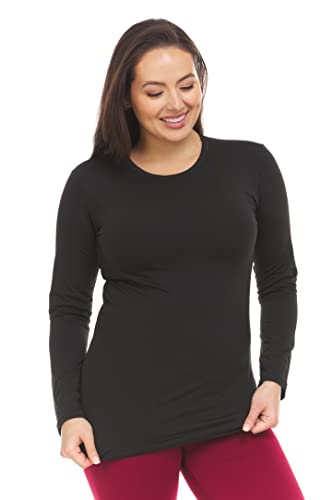 Thermajane Thermal Shirts for Women Long Sleeve Winter Tops Thermal Undershirt for Women (Black, Large)