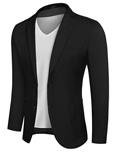 COOFANDY Men's Sports Coat Slim Fit Business Work Suit Jackets Two Button Black