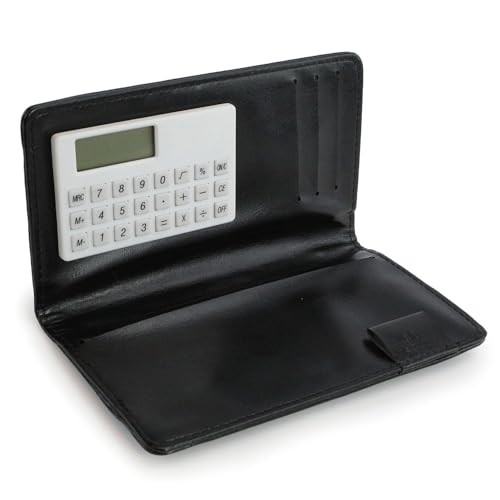 SUPPORT PLUS Checkbook Cover Checkbook Holder Checkbook Wallet Card Holder Wallet with Elastic Band Pen Holder and Calculator, Black