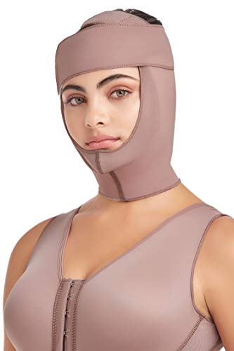 Delié by Fajas D'Prada Comfort Facial Chin Strap Post-Op Compression Garment, Cocoa, S