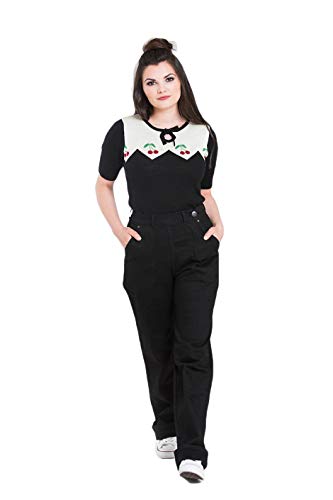 Hell Bunny Weston Denim Jeans 40s 50s Vintage Retro Rockabilly Trousers Pants - Black (S)