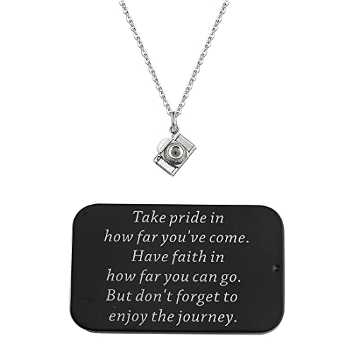 FUSTMW Camera Necklace Photographer Gift Camera Charm Pendant Necklace Photography Gifts Inspirational (SILVER)