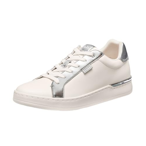 COACH Women's Lowline Sneaker, Chalk/Silver, 8