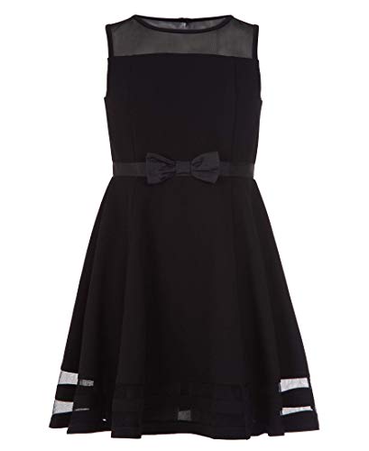Calvin Klein Girls' Sleeveless Party Dress, Fit and Flare Silhouette, Round Neckline & Back Zip Closure, Black, 8